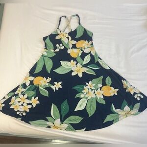 Kids Orange Blossom Print Navy Blue dress